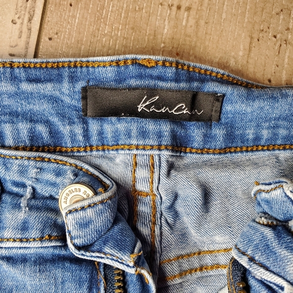 KanCan Distressed Stretchy Blue Women's Cuffed Jean Shorts Size W7/27 - Picture 11 of 16